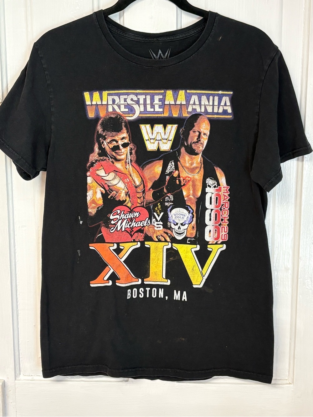 Vintage 1998 WrestleMania XIV Black Tee Shawn Micheals Stone Cold Steve Austin